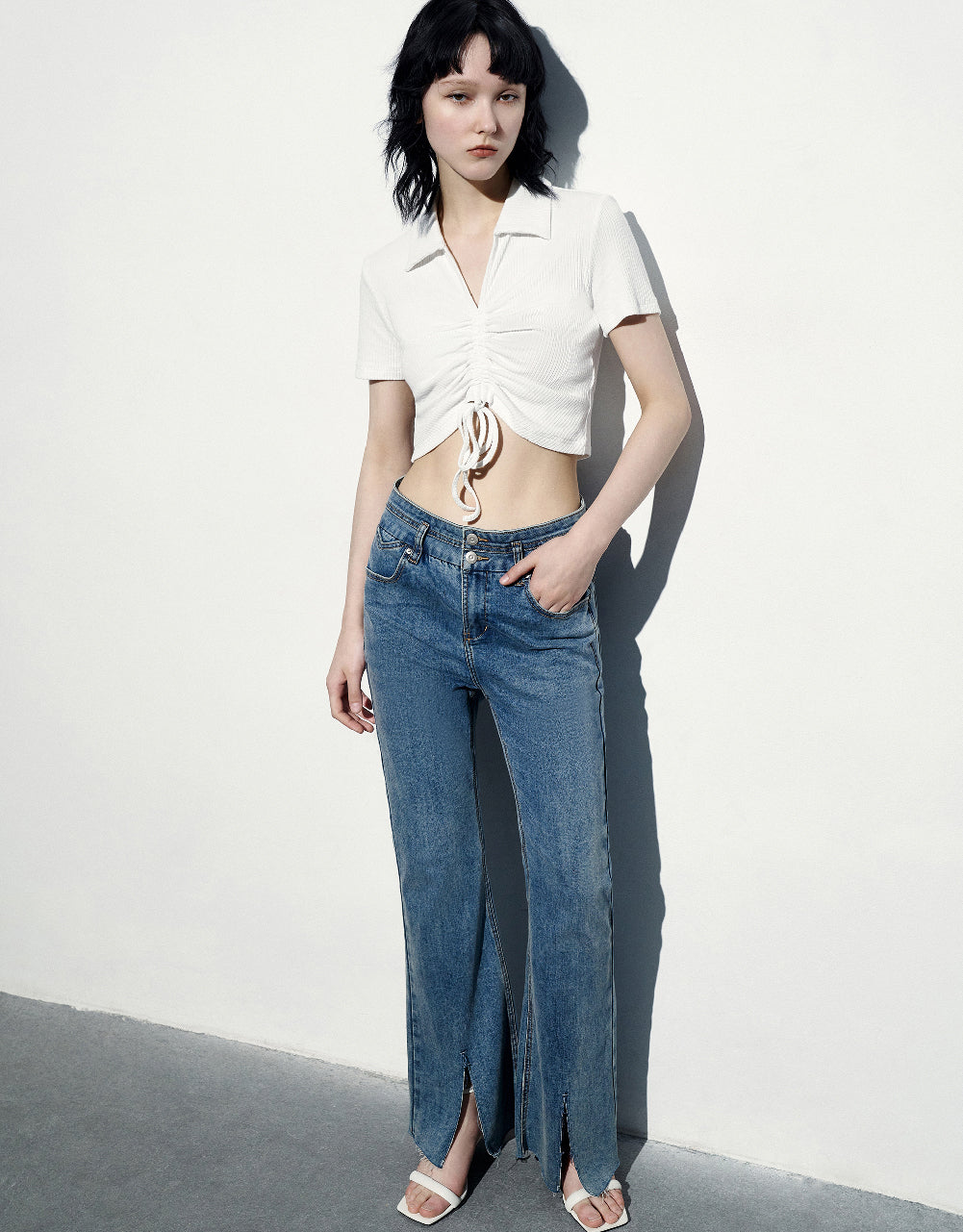 V-Neck Skinny Knitted T-Shirt