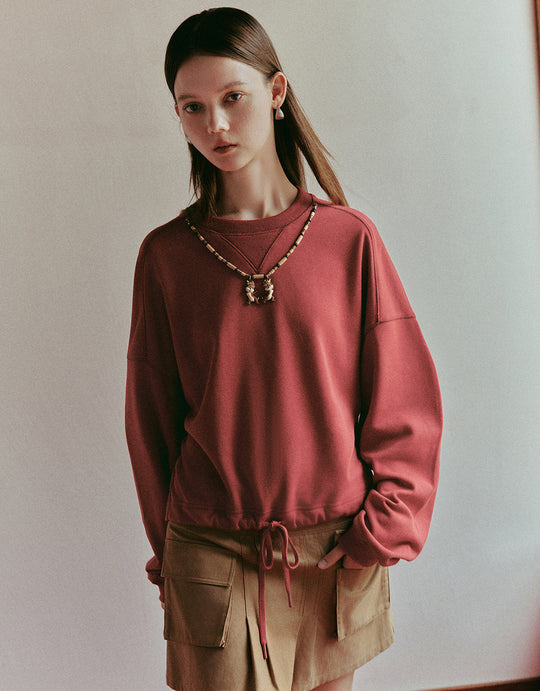 Necklace Décor Crew Neck Straight Sweatshirt