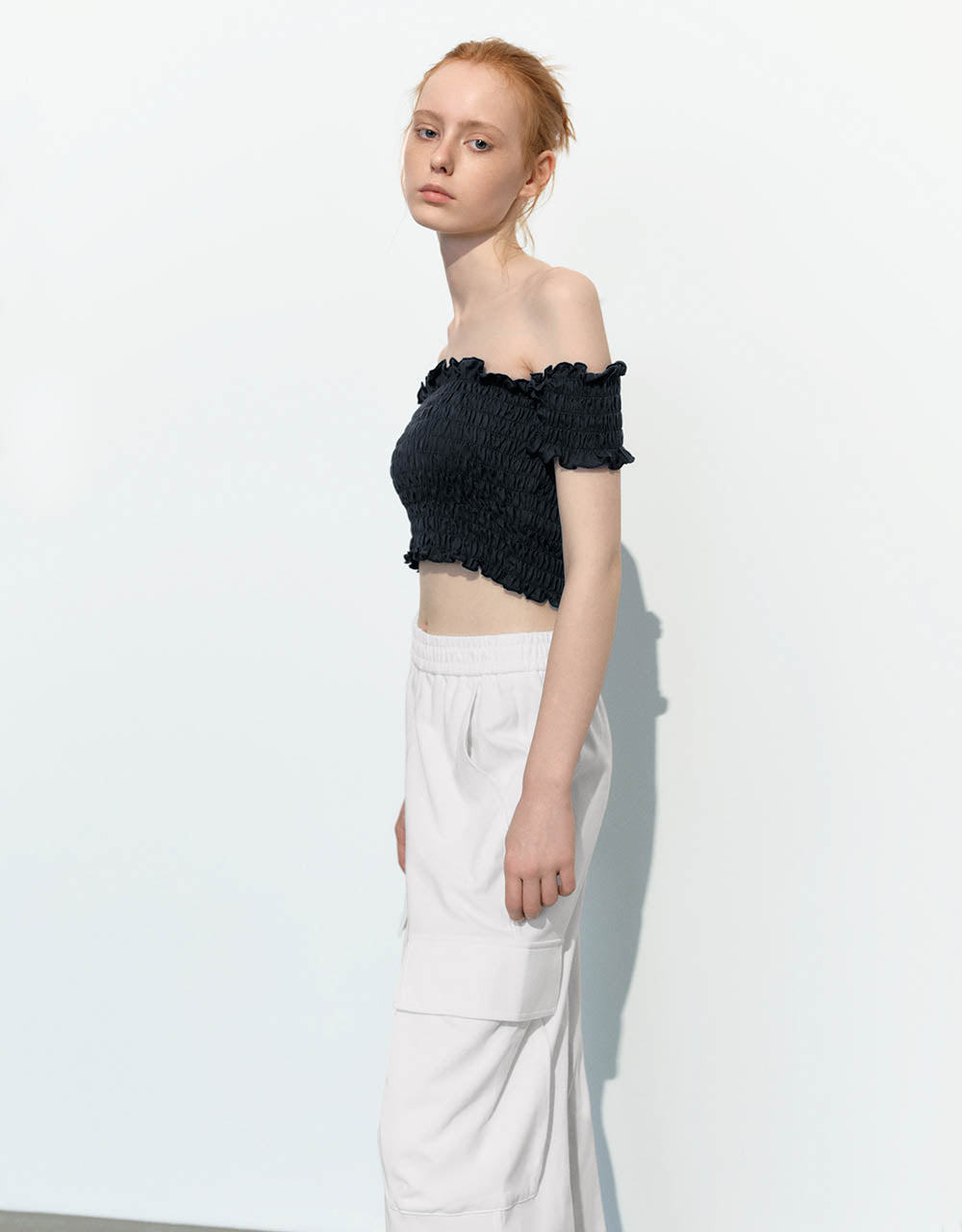 Shirred Off-Shoulder Skinny Bandeau