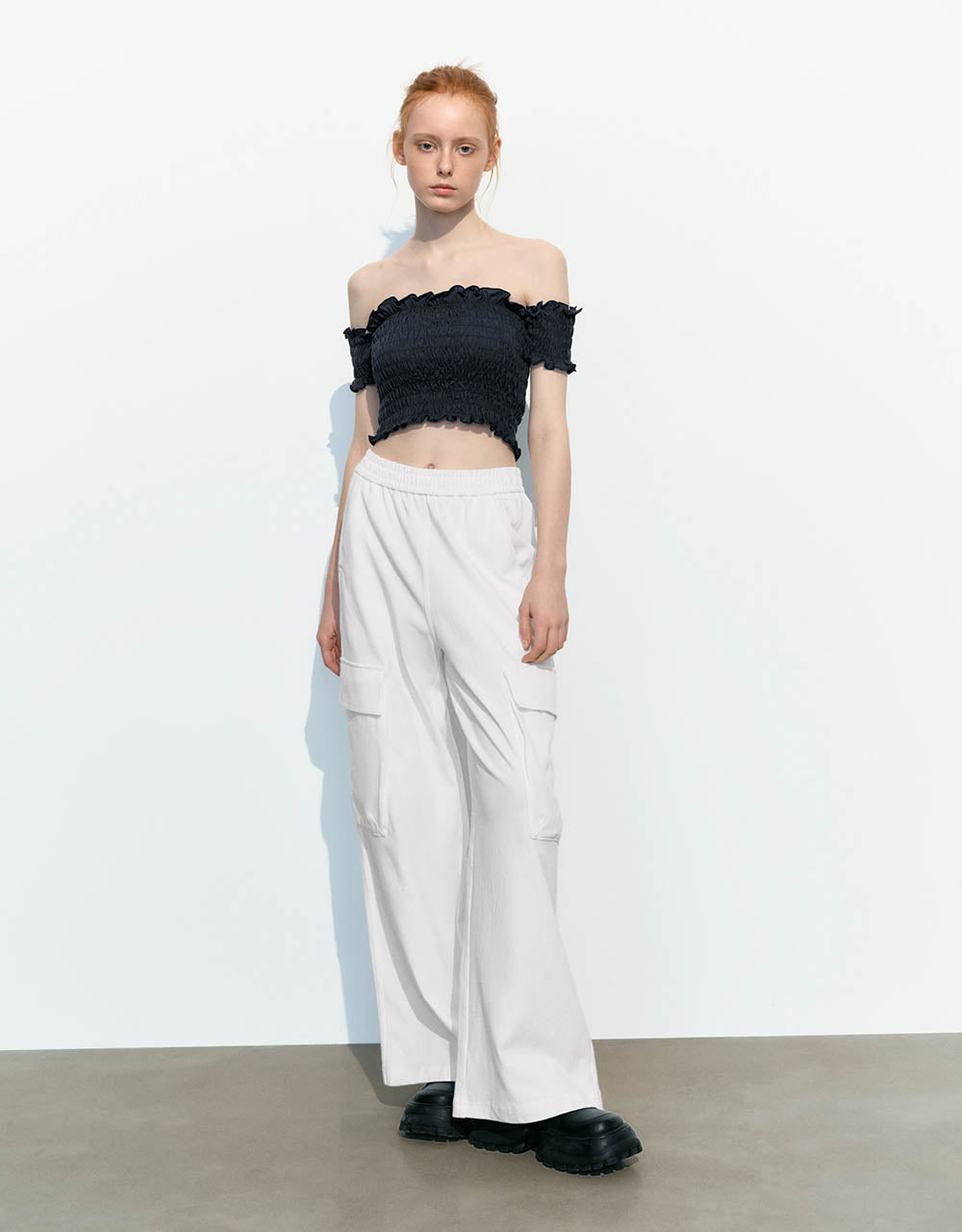 Shirred Off-Shoulder Skinny Bandeau