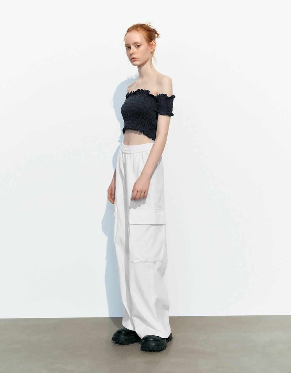 Shirred Off-Shoulder Skinny Bandeau