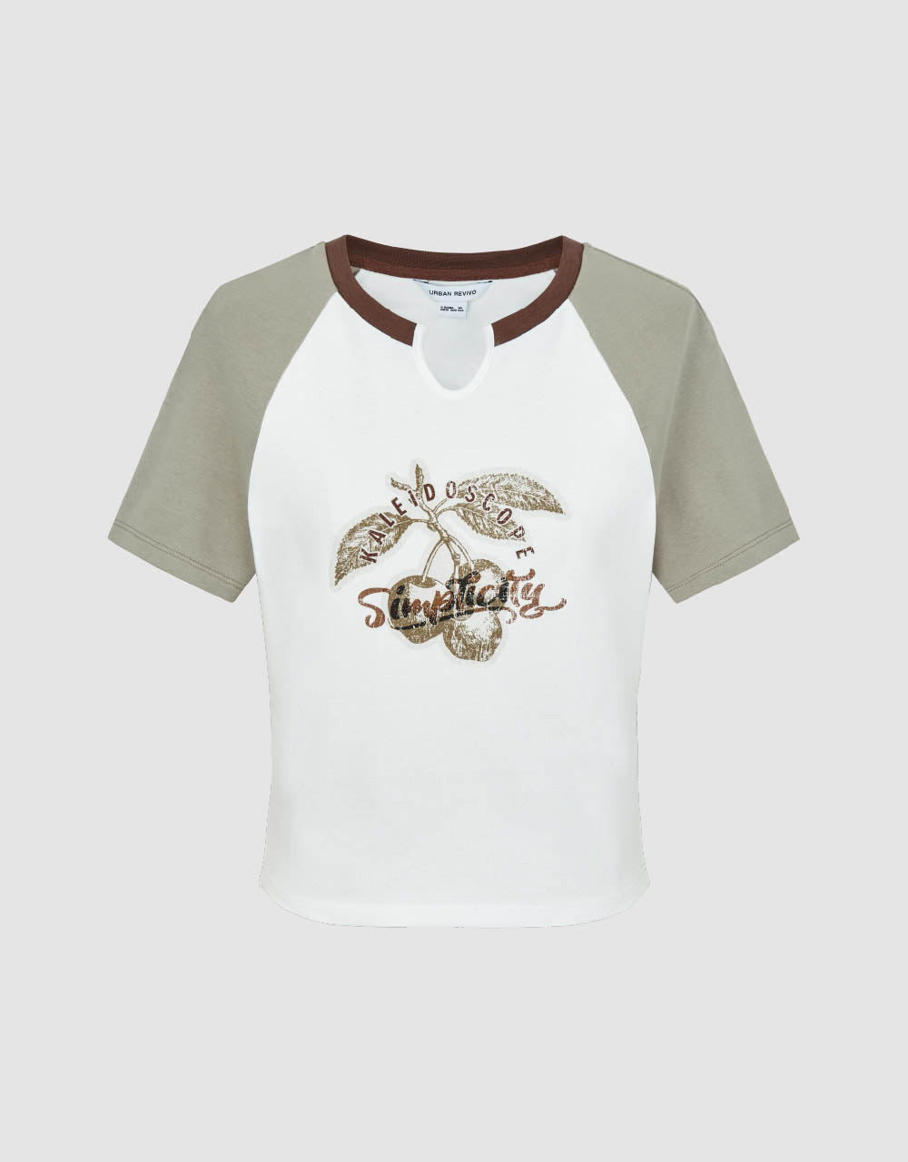 Printed Raglan Sleeve Skinny T-Shirt