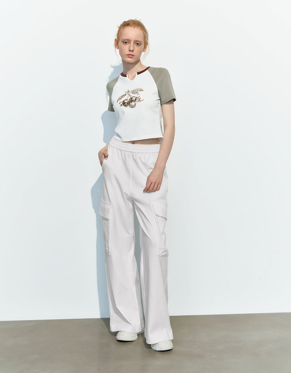 Printed Raglan Sleeve Skinny T-Shirt