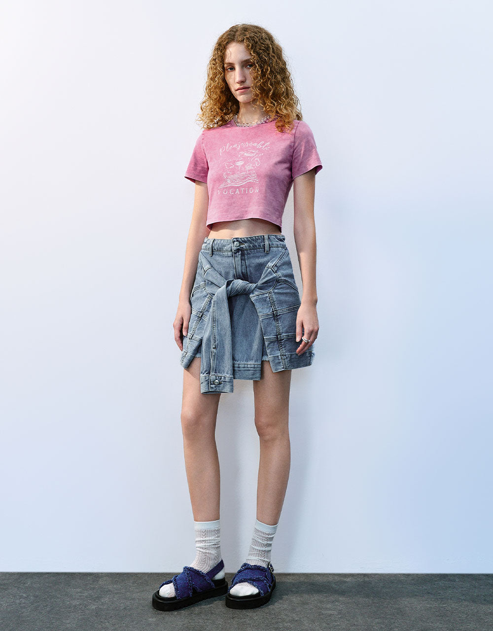 Printed Crew Neck Skinny T-Shirt