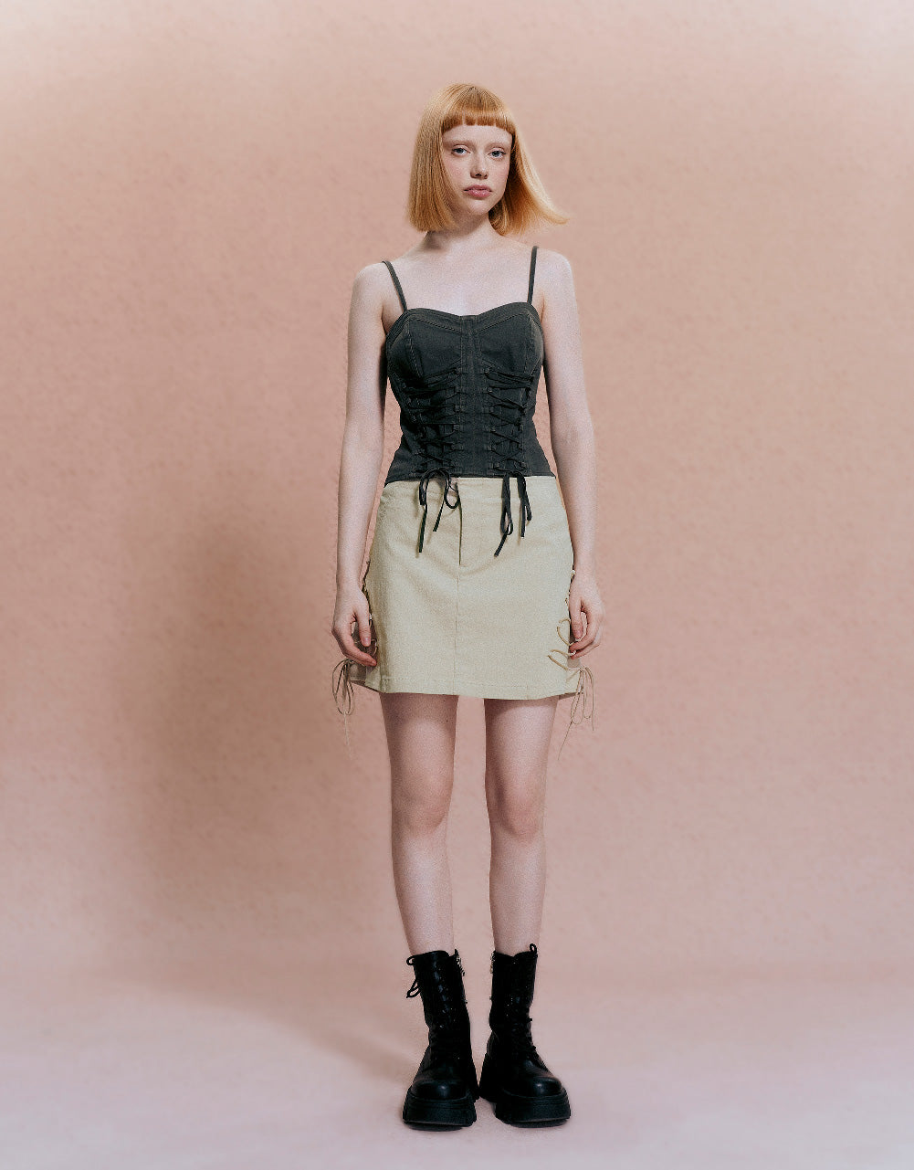 Mini Lace Up A-Line Skirt