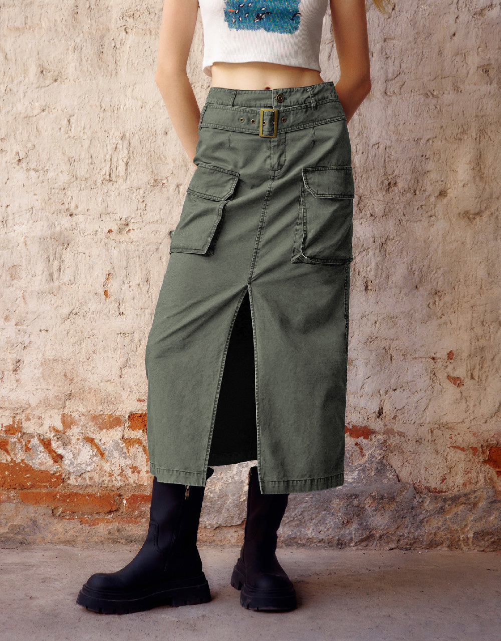 Utilities A-Line Skirt With Belt