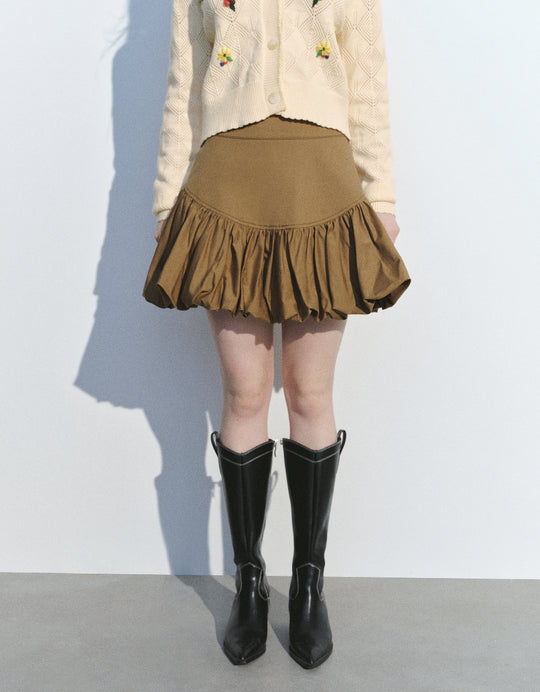 Elastic Waist Mini A-Line Skirt