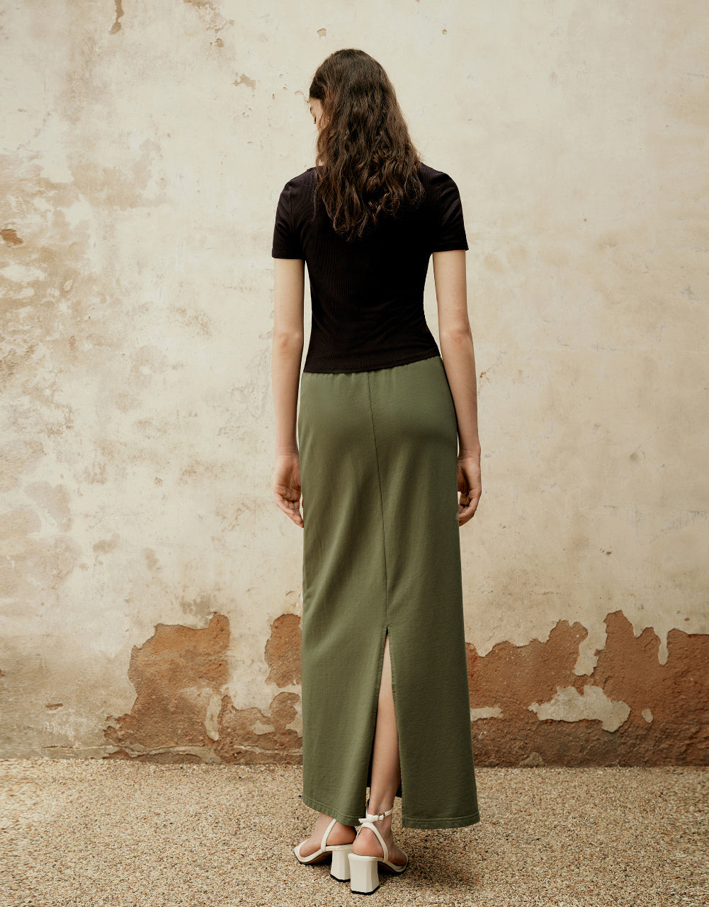 Drawstring Waist A-Line Skirt