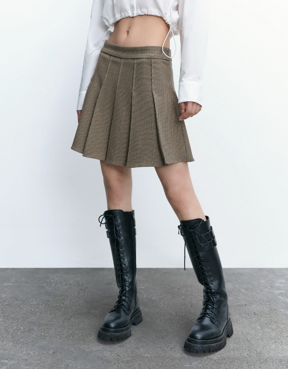 Checkered Pleated Mini Skirt