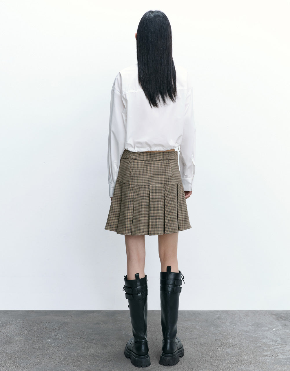 Checkered Pleated Mini Skirt