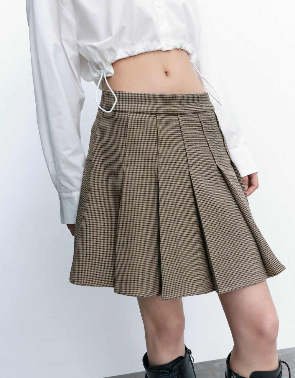 Checkered Pleated Mini Skirt