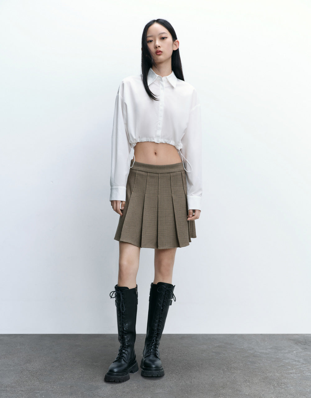 Checkered Pleated Mini Skirt