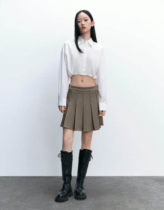 Checkered Pleated Mini Skirt