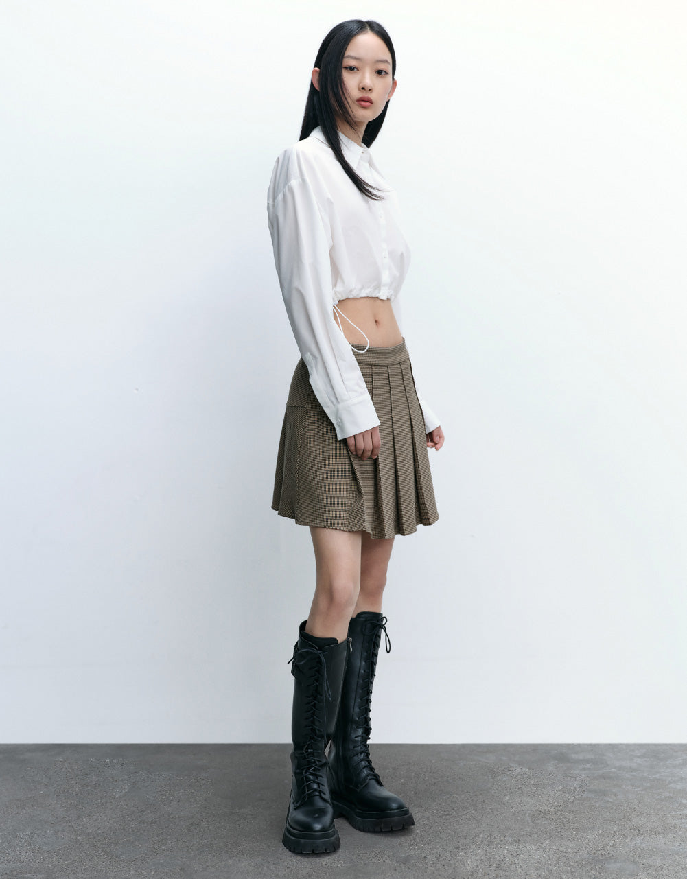 Checkered Pleated Mini Skirt