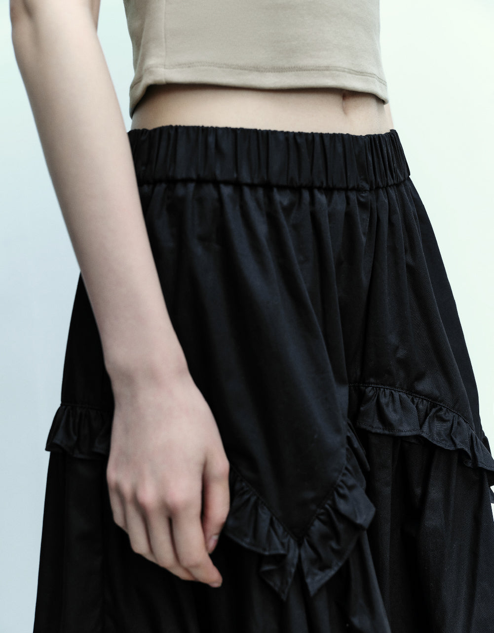 Elastic Waist Midi A-Line Skirt