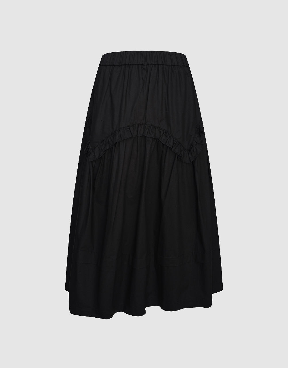 Elastic Waist Midi A-Line Skirt