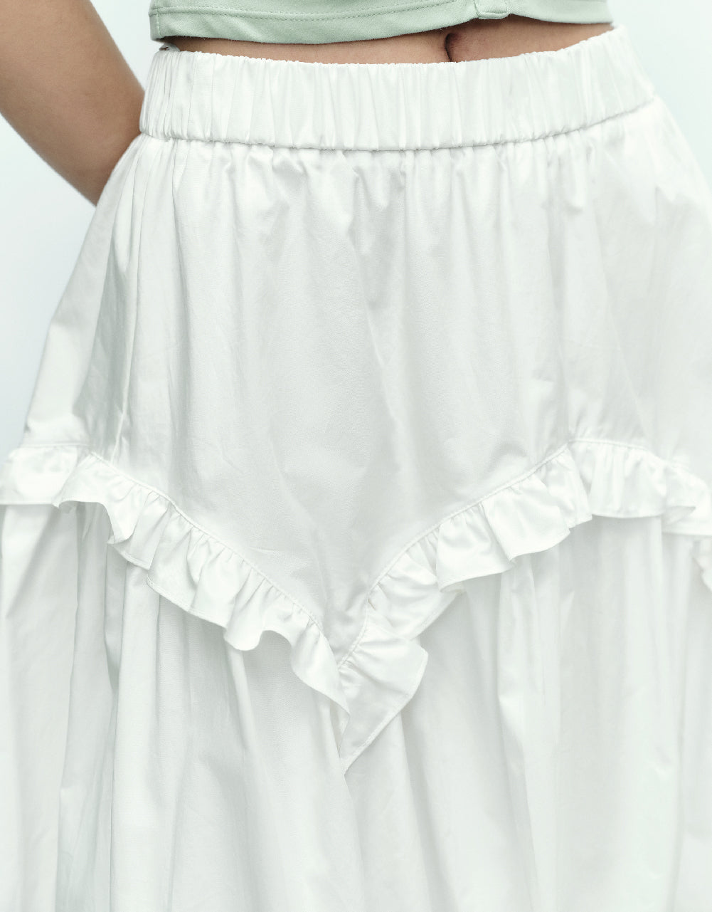 Elastic Waist Midi A-Line Skirt