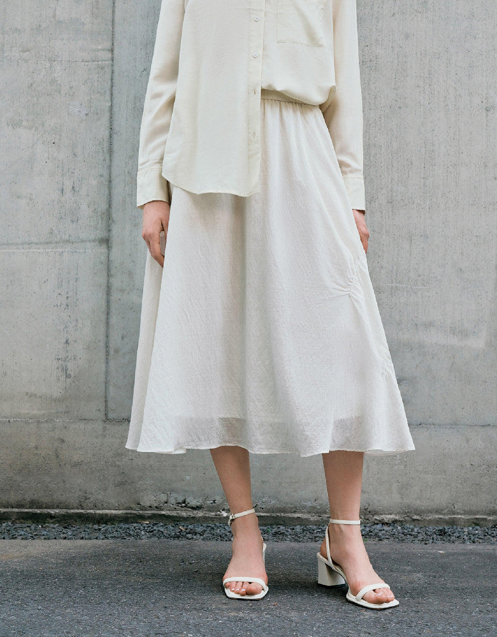Elastic Waist A-Line Skirt