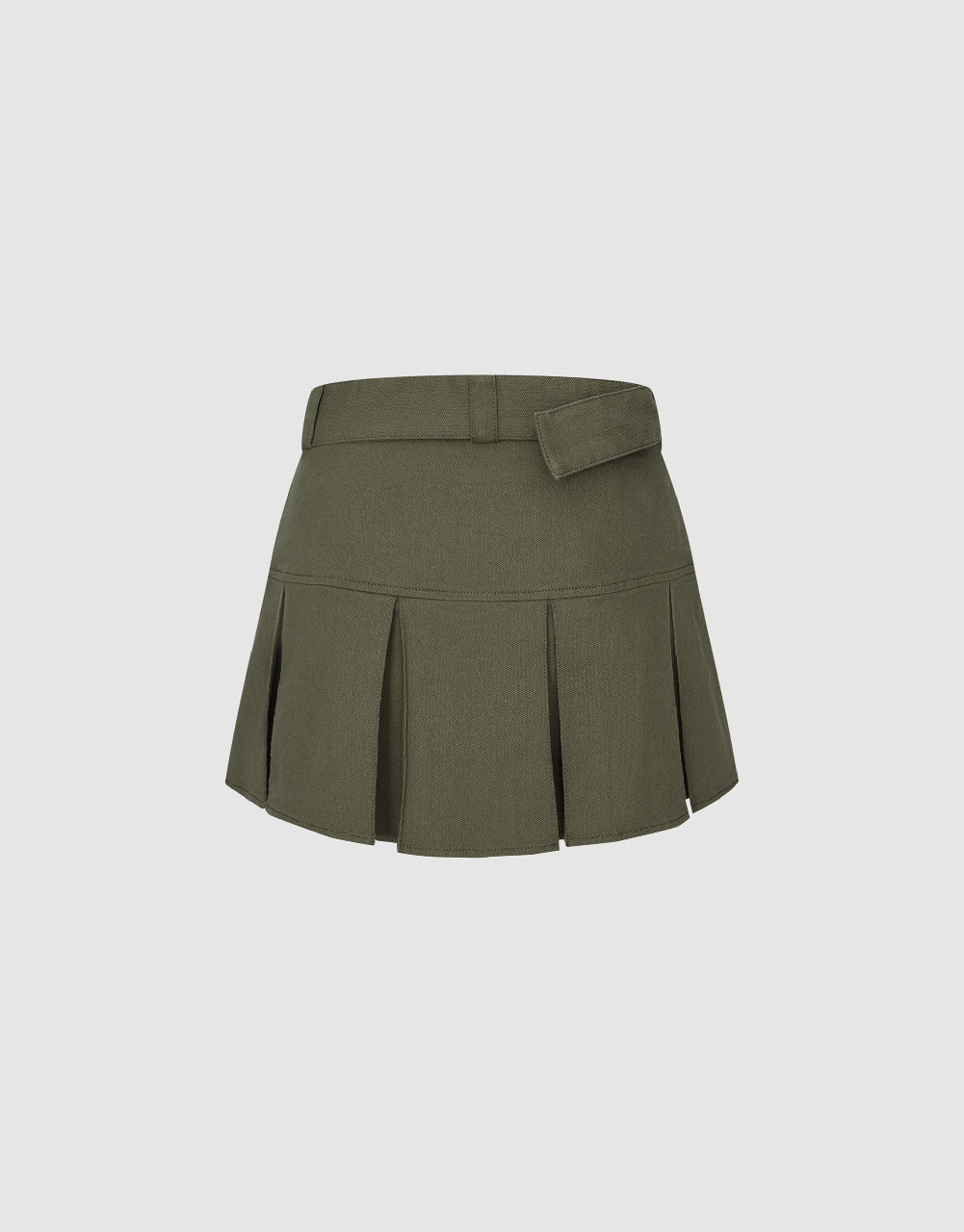 Pleated A-Line Skirt With Belt