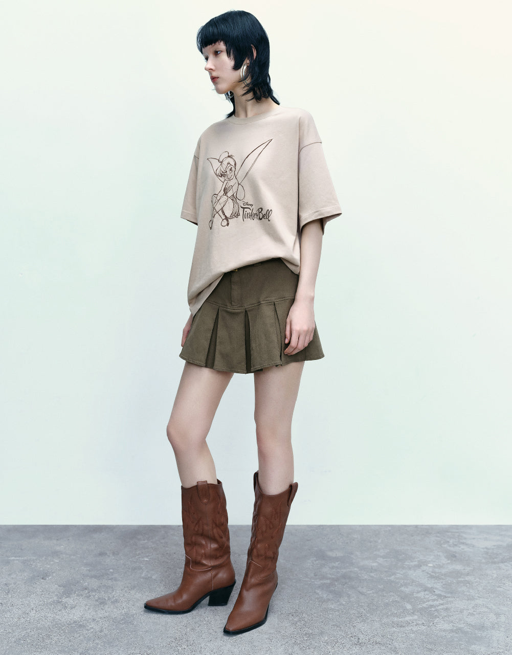 Pleated A-Line Skirt With Belt