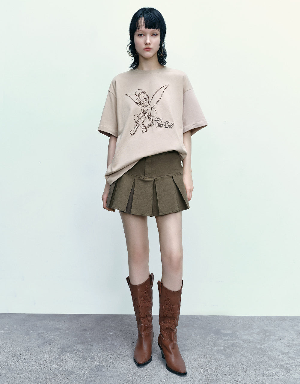 Pleated A-Line Skirt With Belt
