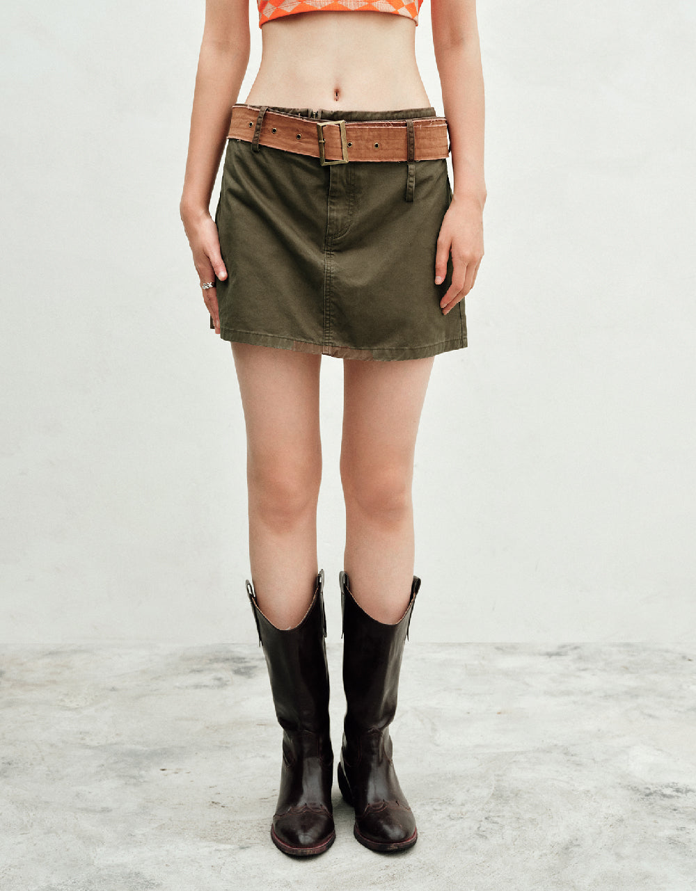 Mini A-Line Skirt With Belt