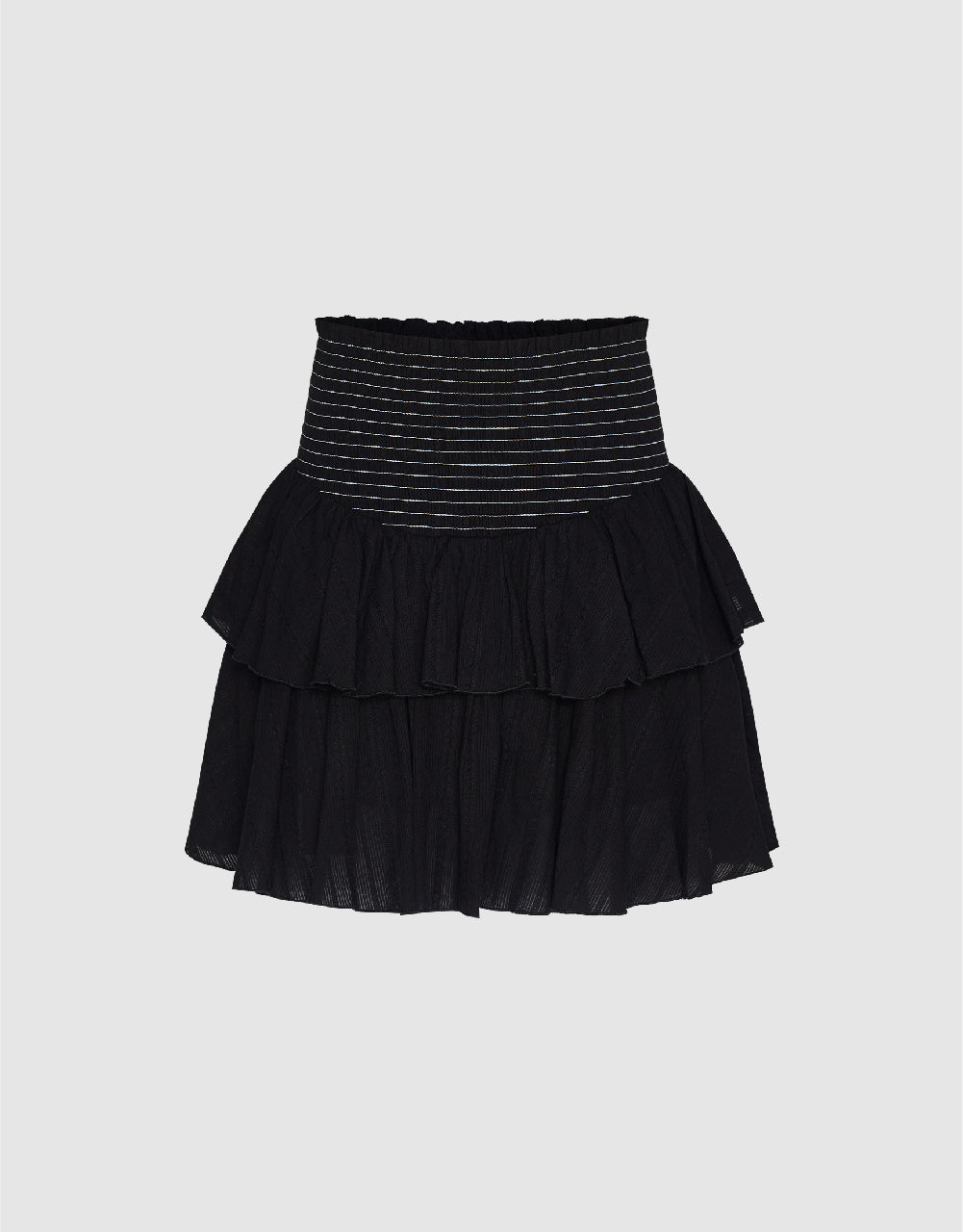 Shirred Ruffle Mini A-Line Skirt