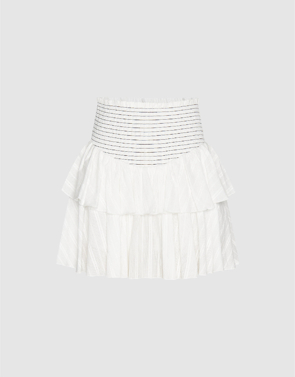 Shirred Ruffle Mini A-Line Skirt