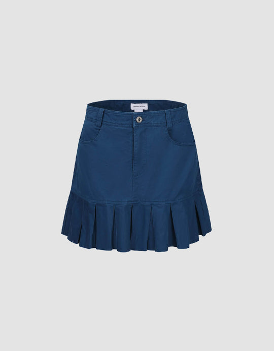 Pleated Mini A-Line Skirt