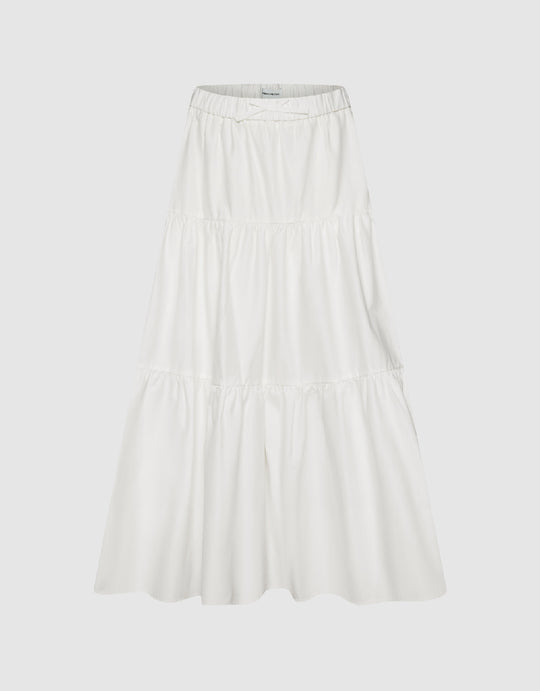 Elastic Waist Midi A-Line Skirt