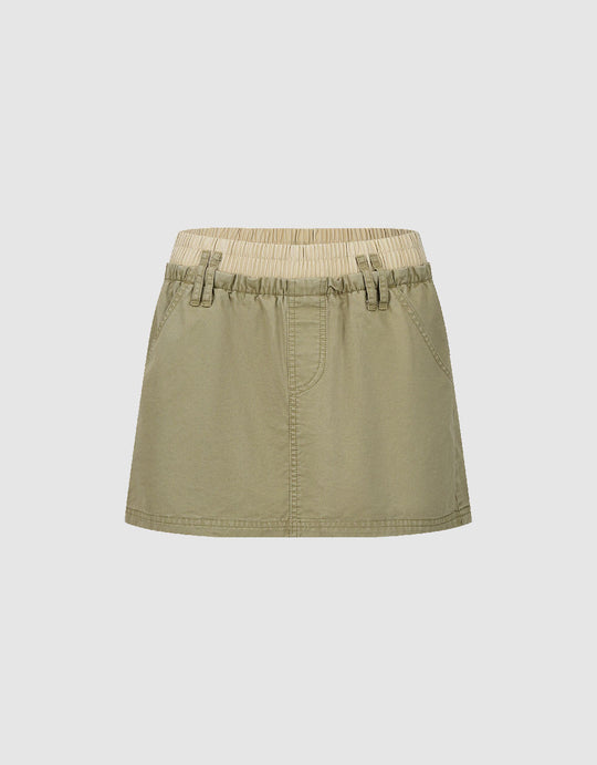 Elastic Waist Mini Straight Skirt