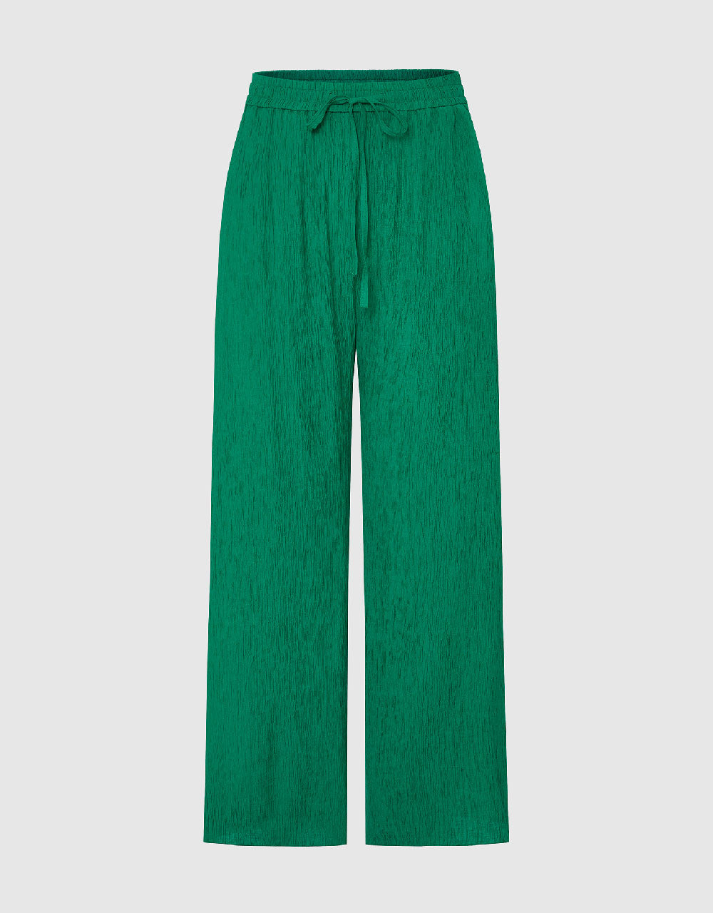 Textured Drawstring Waist Wide-Leg Pants