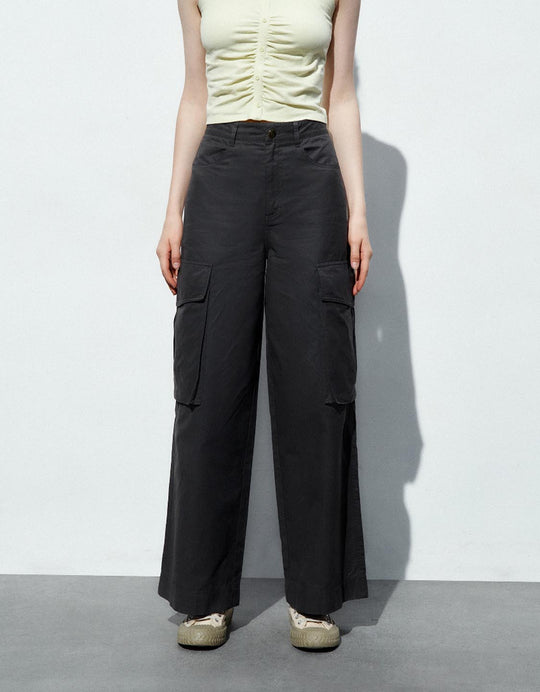 Wide-Leg Pants With Pockets