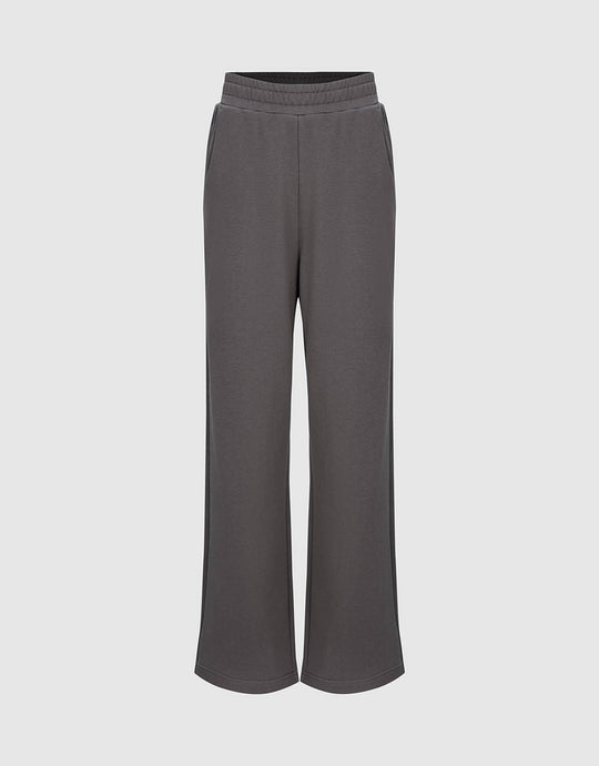 Elastic Waist Knitted Wide-Leg Pants