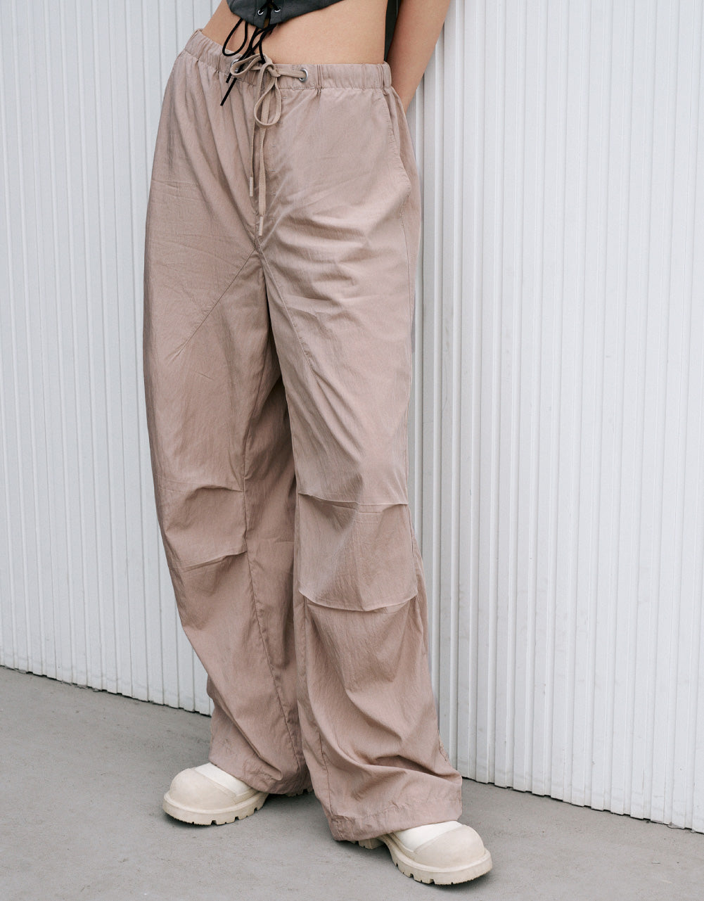 Drawstring Waist Wide-Leg Pants