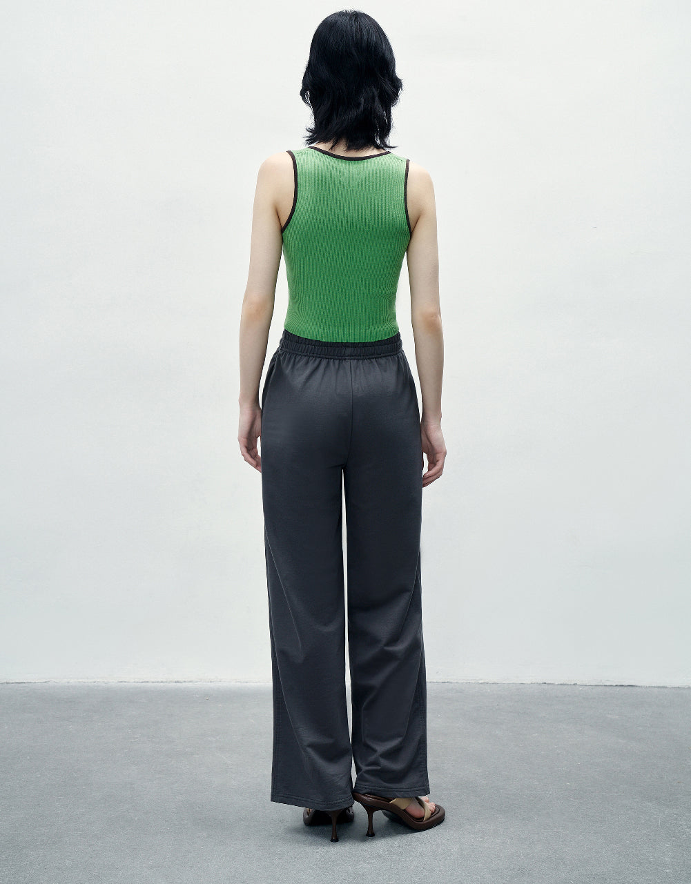Drawstring Waist Wide-Leg Knitted Pants