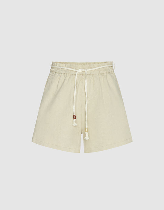 Elastic Waist Shorts With Rope