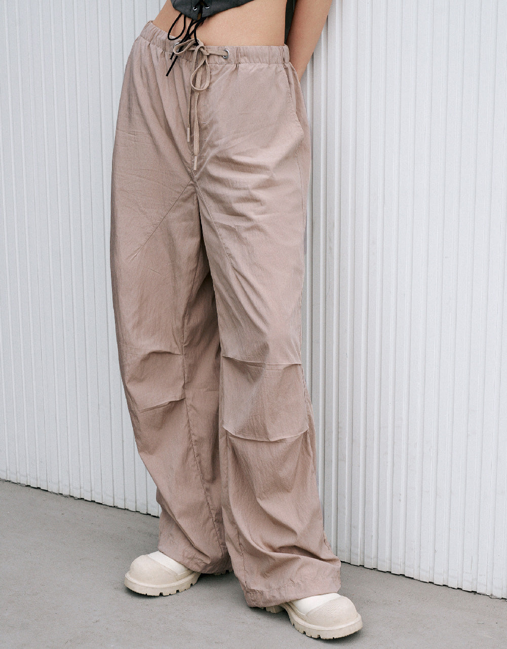 Drawstring Waist Wide-Leg Pants