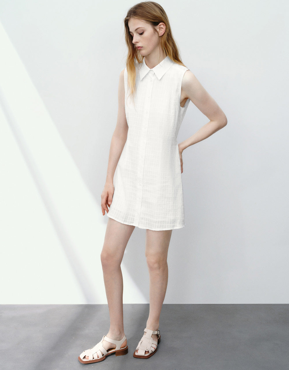 Sleeveless A-Line Shirt Dress