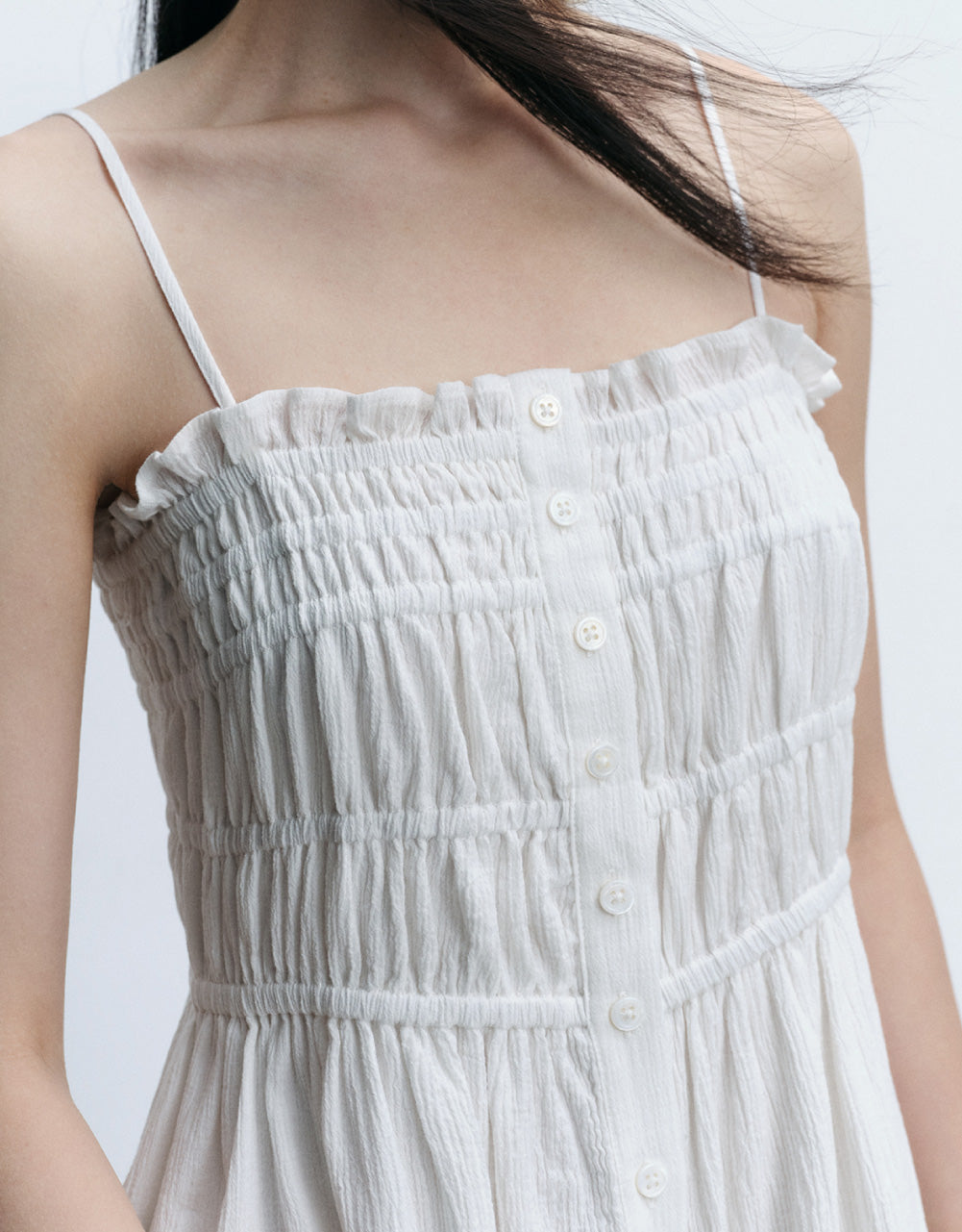 Shirred Sleeveless Midi Dress