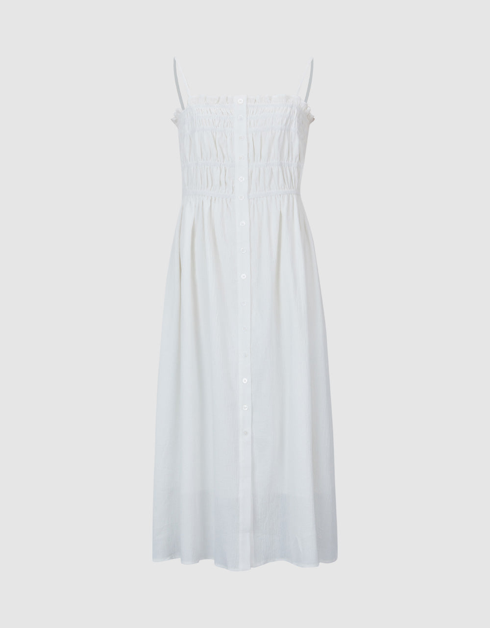Shirred Sleeveless Midi Dress
