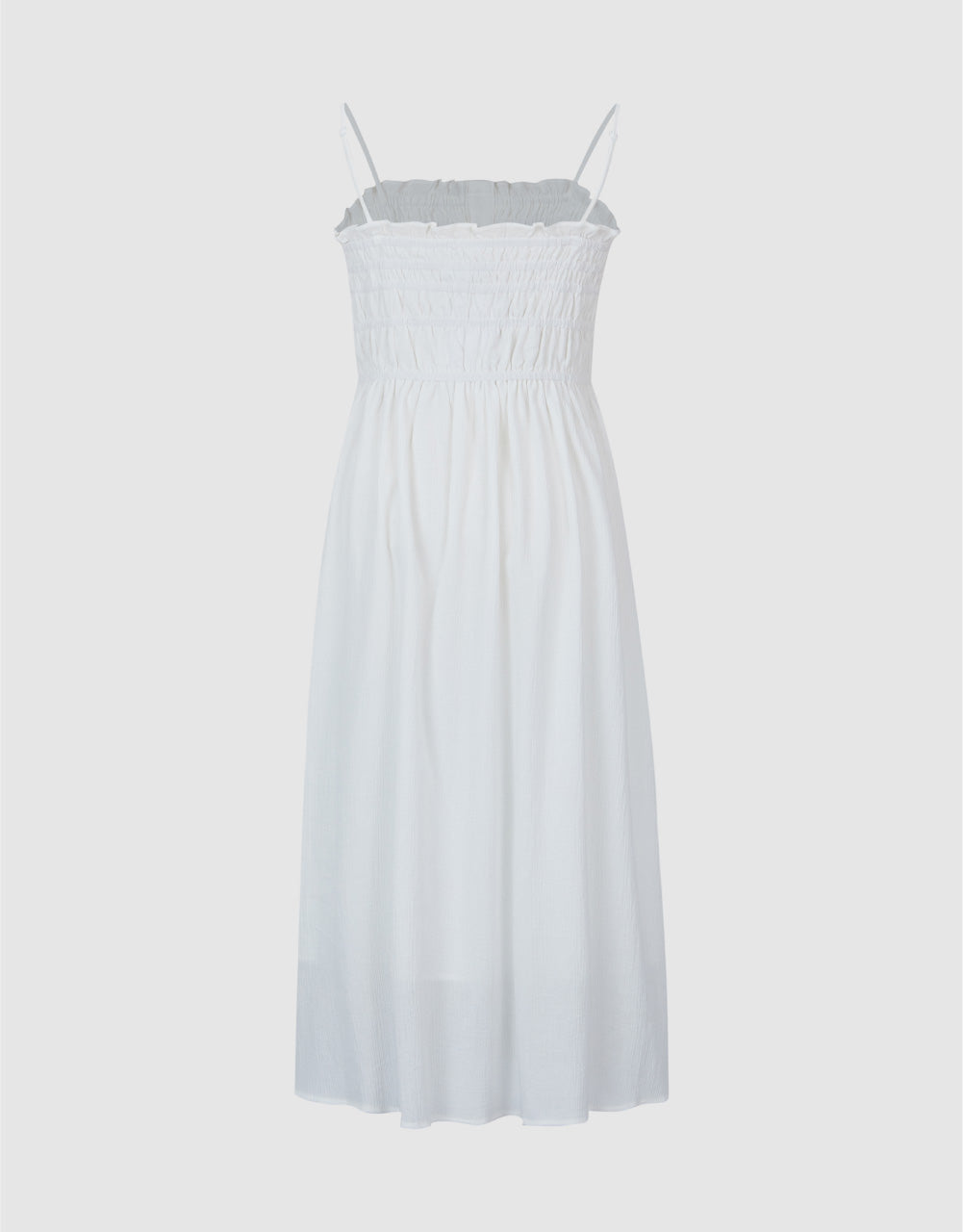 Shirred Sleeveless Midi Dress