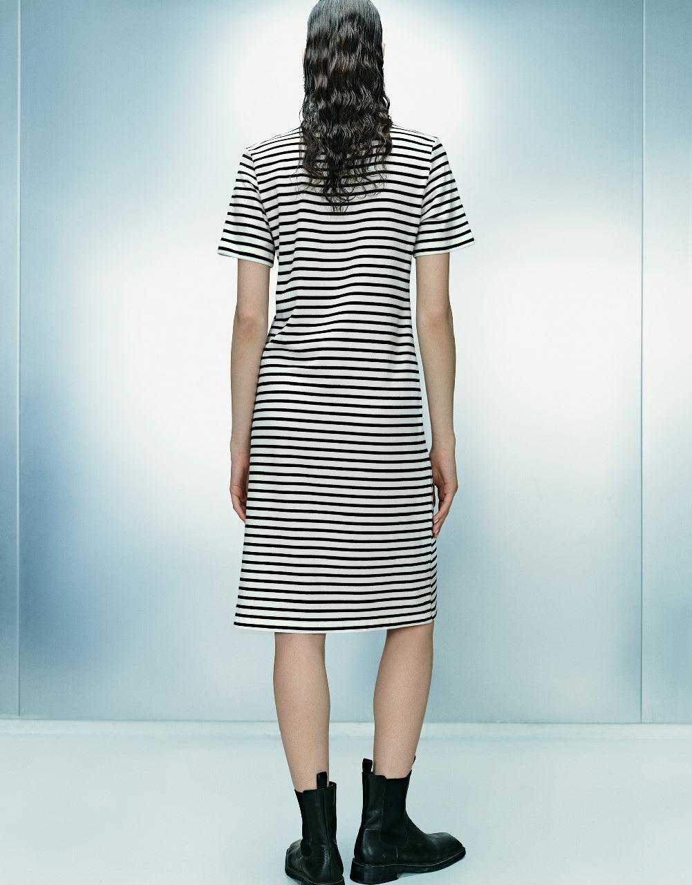 Striped Crew Neck Straight Dress