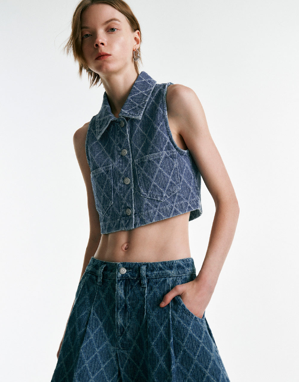 Lozenge Denim Vest