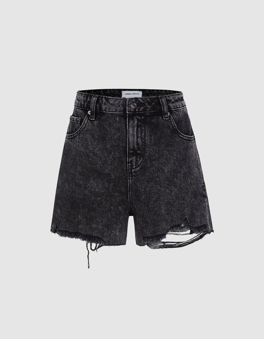 Raw Hem Denim Shorts