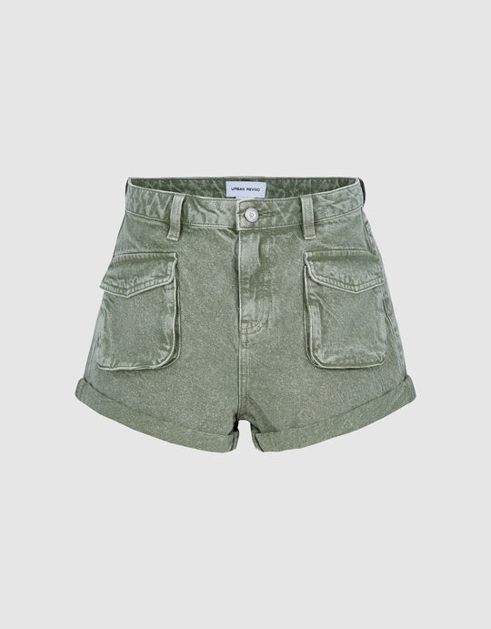 Front Pockets Denim Shorts