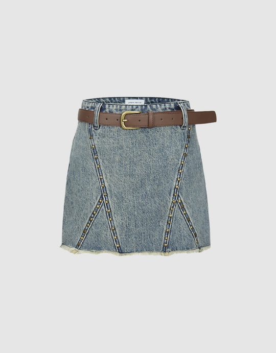 Raw Hem Mini Denim Skirt