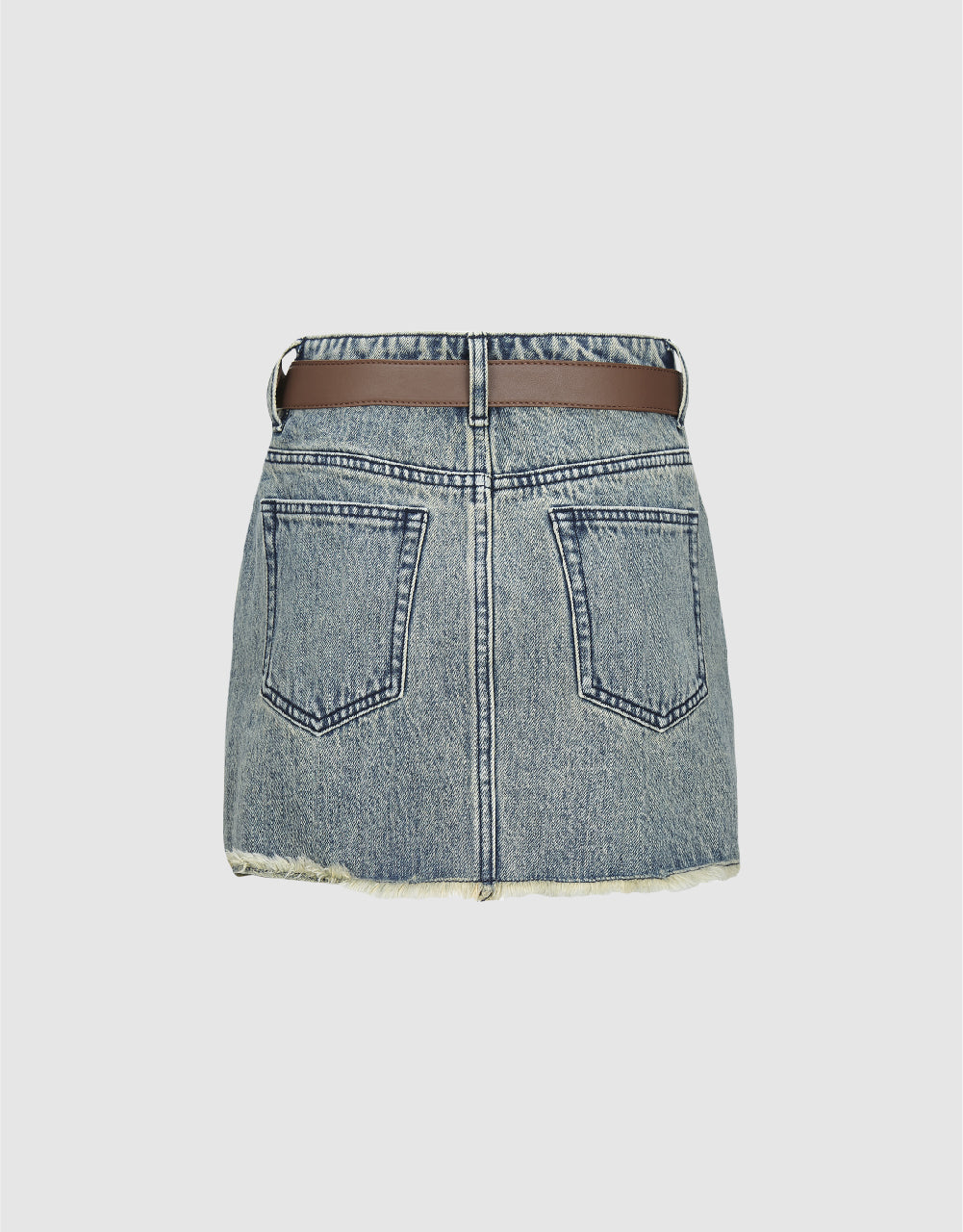 Raw Hem Mini Denim Skirt