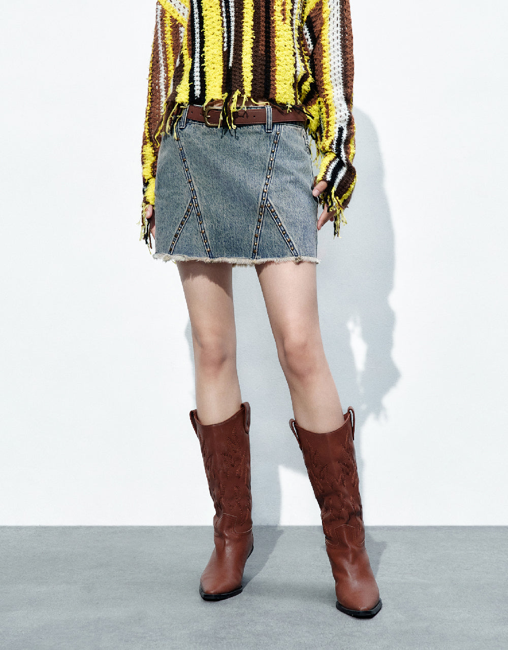 Raw Hem Mini Denim Skirt