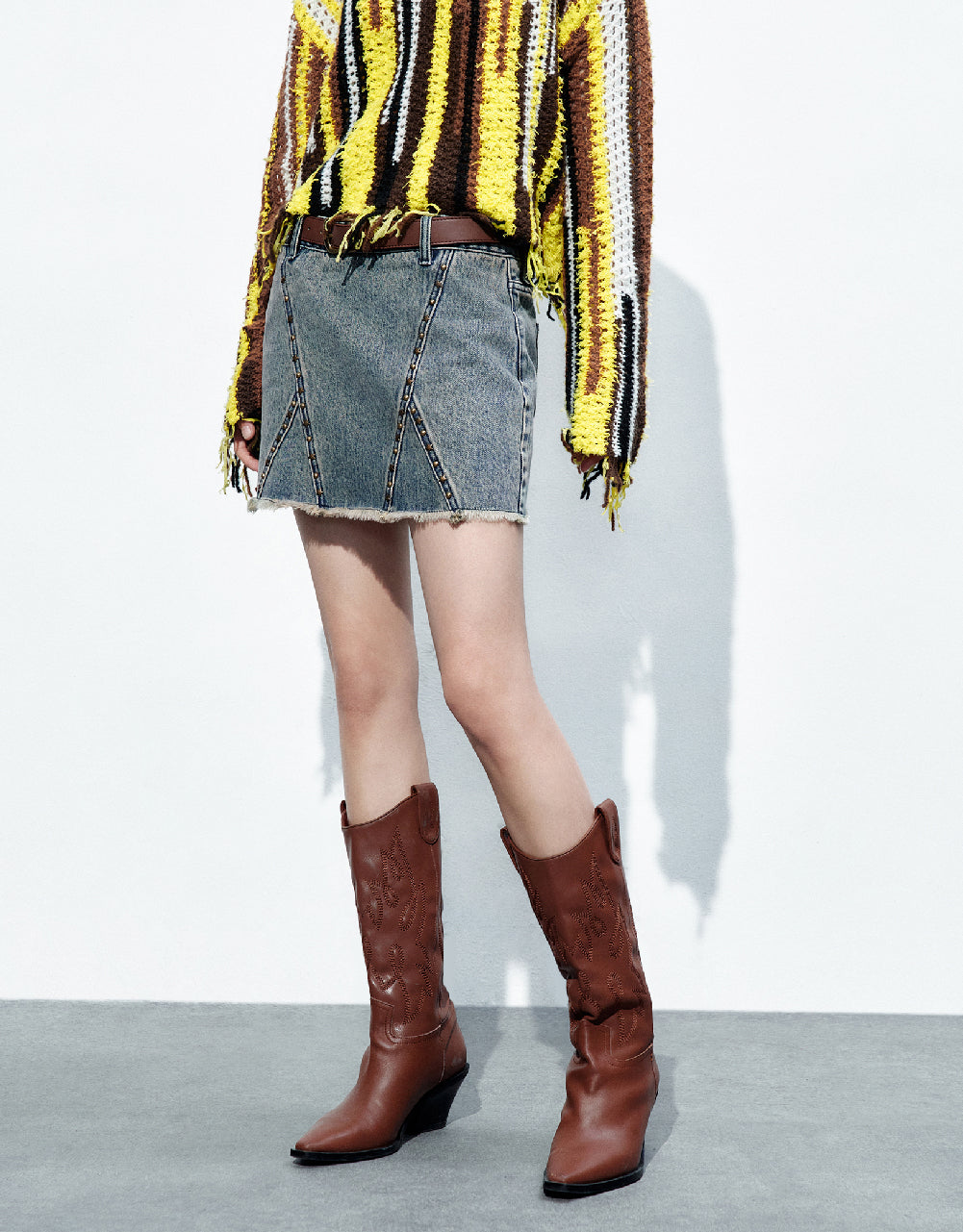 Raw Hem Mini Denim Skirt